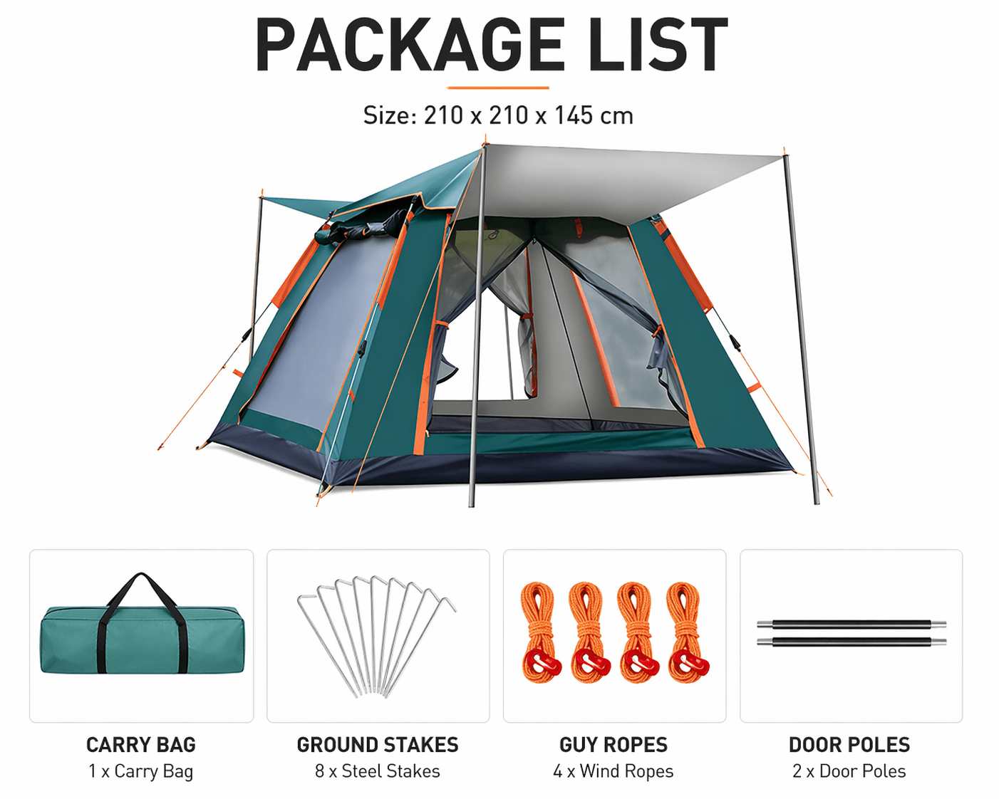 4 - Person Outdoor Camping Cabin Tent - Sallivo