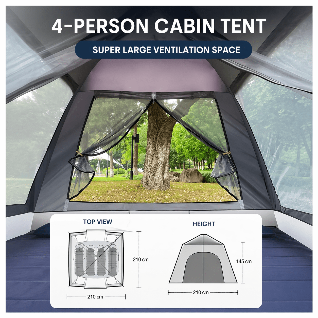4 - Person Outdoor Camping Cabin Tent - Sallivo