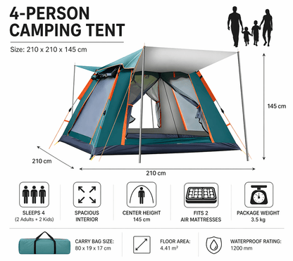 4 - Person Outdoor Camping Cabin Tent - Sallivo