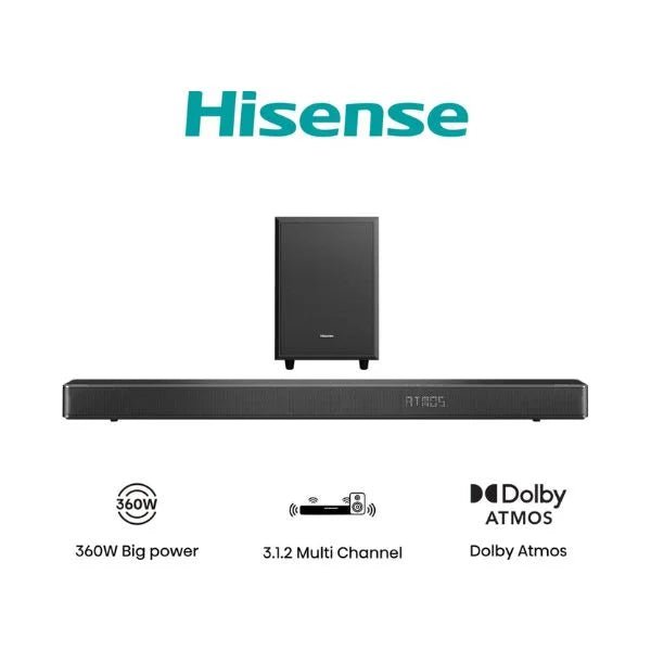 Hisense AX3120Q 3.1.2CH Soundbar Black Powerful Bass - Sallivo