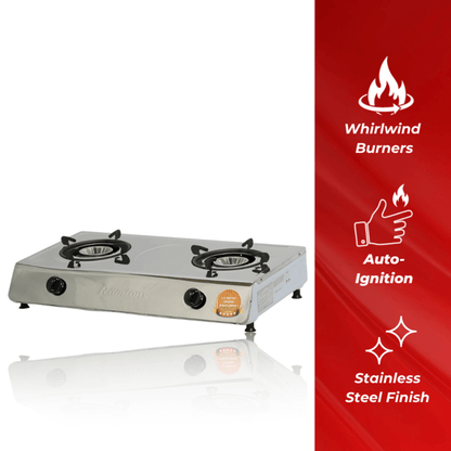 Ramtons RG/544 - Stainless Steel Table Top 2 Burner Gas Cooker - Sallivo