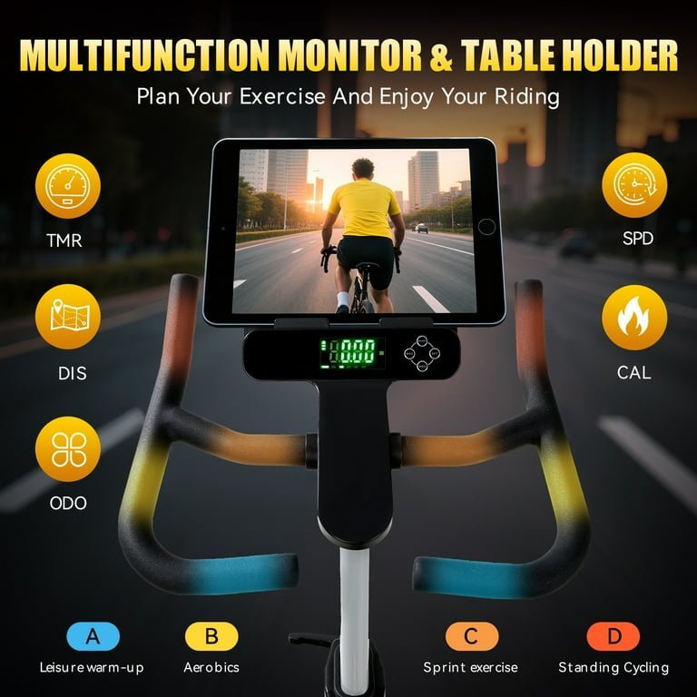 ZAZARI Indoor Cycling Bike with 7 - Level Resistance and Silent Belt Drive - Sallivo