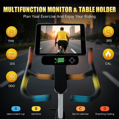 ZAZARI Indoor Cycling Bike with 7 - Level Resistance and Silent Belt Drive - Sallivo