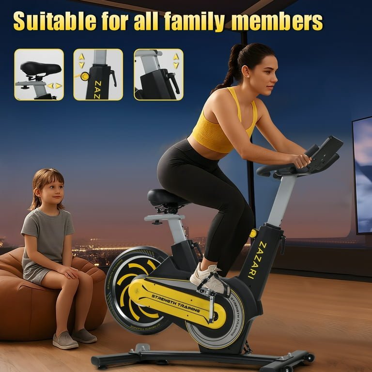 ZAZARI Indoor Cycling Bike with 7 - Level Resistance and Silent Belt Drive - Sallivo