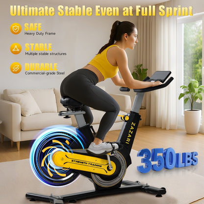 ZAZARI Indoor Cycling Bike with 7 - Level Resistance and Silent Belt Drive - Sallivo